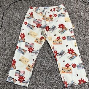 Tommy Hilfiger‎ Woman's Vintage Post Card Travel Painters Cropped Jeans Sz 12